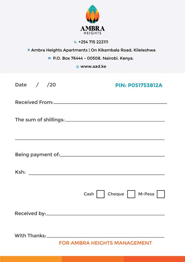 Ambra Heights Receipt
