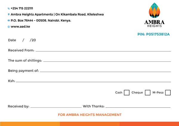 Ambra Heights Receipt